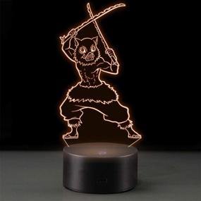 img 3 attached to 🌙 Hashibira Inosuke Night Light: Anime Character Table Lamp with 7 Colors Changing LED Lights - Perfect kids Gift for Bedroom and Living Room Decoration - USB & Battery Powered