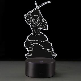 img 4 attached to 🌙 Hashibira Inosuke Night Light: Anime Character Table Lamp with 7 Colors Changing LED Lights - Perfect kids Gift for Bedroom and Living Room Decoration - USB & Battery Powered