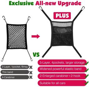 img 3 attached to 🐾 Pawaboo Dog Car Barrier: Upgraded 5-Layer Net with Carabiners & Hooks, Easy Install Pet Mesh Obstacle, Back Seat Organizer & Storage Pouch Bag for Safe Drive and Disturbance-Free Travel in All Cars