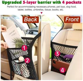 img 2 attached to 🐾 Pawaboo Dog Car Barrier: Upgraded 5-Layer Net with Carabiners & Hooks, Easy Install Pet Mesh Obstacle, Back Seat Organizer & Storage Pouch Bag for Safe Drive and Disturbance-Free Travel in All Cars