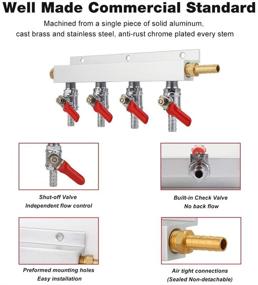 img 1 attached to 🍺 FERRODAY 4 Way Gas Manifold with 5/16" Barbed Integrated Check Valves - CO2 Distributor with Independent Shut Off for Home Brew Beer Brewing - Includes 1 Gas Manifold and 5 Hose Clamps