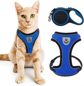 img 4 attached to 🐾 PUPTECK Escape Proof Reflective Cat Harness and Retractable Leash Set: Secure Mesh Vest for Safe Walks with Cats, Puppies, and Small Dogs