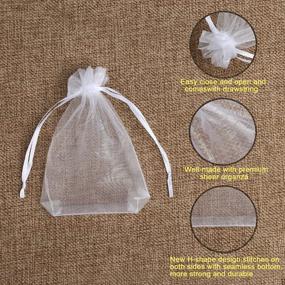 img 3 attached to 🎁 Hopttreely 100PCS Premium Sheer Organza Bags: Elegant White Wedding Favor Bags with Drawstring - Versatile 4x4.72 Jewelry Gift Bags for Party, Jewelry, Christmas, Festival, Bathroom Soaps, Makeup Organza Favor Bags
