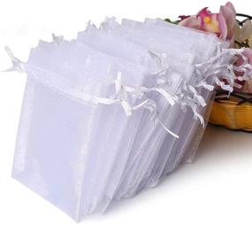 img 4 attached to 🎁 Hopttreely 100PCS Premium Sheer Organza Bags: Elegant White Wedding Favor Bags with Drawstring - Versatile 4x4.72 Jewelry Gift Bags for Party, Jewelry, Christmas, Festival, Bathroom Soaps, Makeup Organza Favor Bags