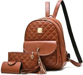 img 4 attached to 🎒 Stylish Quilted Leather Backpacks for Women: Handbags, Wallets & Fashion-Forward Designs