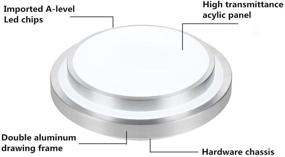 img 2 attached to 💡 AFSEMOS 18W LED Потолочные светильники с приточной вентиляцией для кухни, гостиной, ванной комнаты, спальни, прачечной - современные потолочные лампы - 9-дюймовый яркий прохладный белый свет - 1600LM