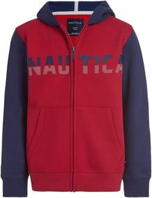 img 1 attached to 🏻 Nautica Boys' Clothing: Rouge Colorblock Fleece Hoodie in Fashion Hoodies & Sweatshirts