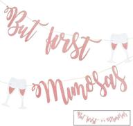 🥂 deck the celebration with a stylish mimosa bar sign: but first mimosas rose gold banner for bridal showers, baby showers, bachelorette parties, engagements, weddings, graduations, and more! logo