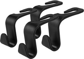 img 4 attached to LivTee 4-Pack Black Car Headrest Hooks for Handbags, Coats and Grocery Bags - Keep Your Car Organized!