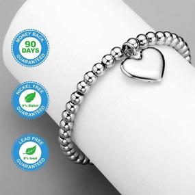 img 1 attached to 💎 Jewelry Kingdom: Elegant Heart Charm Necklace Bracelet for Women and Girls - 6mm Silver Bead Ball Chain in Durable Stainless Steel