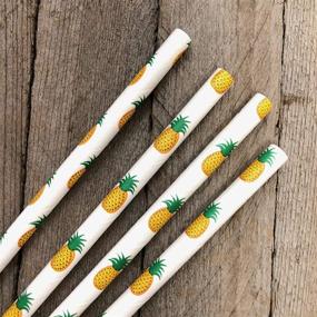 img 3 attached to 🍍 100 Pack of 7.75 Inches Hawaiian Luau Pineapple Theme Paper Straws - Yellow Green White - Outside the Box Papers Brand