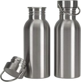 img 4 attached to YOPAY 2-Pack Single Walled Stainless Steel Water Bottle, 17OZ - Ideal for Cyclists, Runners, Hikers, Beach Goers, Picnics, Camping - Leak Resistant