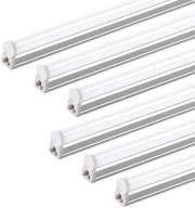 💡 barrina led t5 integrated single fixture 6500k - pack of 6, super bright white shop light for ceiling and cabinets - corded electric with on/off switch логотип