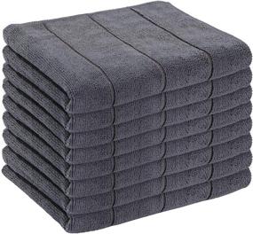 img 4 attached to 🧽 Homaxy Microfiber Kitchen Dish Towels, Dark Grey, 8 Pack (Stripe Designed), Ultra Soft and Super Absorbent Cleaning Towels, 18 x 28 Inch