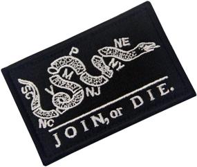 img 2 attached to 🔪 Join Or Die Tactical Embroidered Morale Patch - Black | Fastener Hook&Loop Applique for Added Versatility