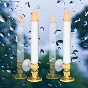 img 2 attached to 🕯️ DRomance 9" White Flameless LED Flickering Window Taper Candles with Remote and Timer - Set of 4 | Christmas Window Candles Gold Holders, Suction Cups and Battery Included