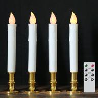 🕯️ dromance 9" white flameless led flickering window taper candles with remote and timer - set of 4 | christmas window candles gold holders, suction cups and battery included логотип