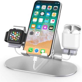 img 4 attached to 🔌 Удобная 3-в-1 станция для зарядки из алюминия для Apple Watch, iPad, AirPods и iPhone – подставка-док для iWatch серии 4/3/2/1 и всех моделей iPhone