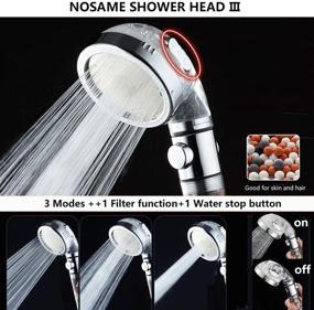 img 1 attached to Nosame Shower Head Ⅲ with Hose and Bracket - High Pressure Water Saving 3 Mode Spray, ON/Off Pause Function, Filtered Filtration - RV Handheld Showerheads 1.6 GPM for Dry Skin & Hair Spa