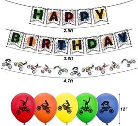 img 1 attached to Набор для детской вечеринки "Мотокросс: 57 предметов”: гирлянда «Байк» из земли, верхушка для торта, топперы для капкейков в виде мотоциклов, латексные шары для вечеринки по экстремальным видам спорта и дня рождения мальчика.