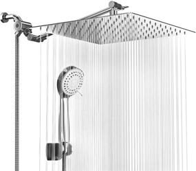 img 4 attached to Ultimate Shower Experience: High Pressure Rainfall Shower Head and Hand Held Combo with 70 Inch Hose and Adjustable Extender Arm - Easy Install, Anti Clog Jet Nozzles - Universal Fit for High/Low Water Flow