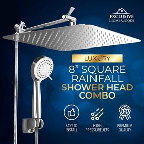 img 2 attached to Ultimate Shower Experience: High Pressure Rainfall Shower Head and Hand Held Combo with 70 Inch Hose and Adjustable Extender Arm - Easy Install, Anti Clog Jet Nozzles - Universal Fit for High/Low Water Flow