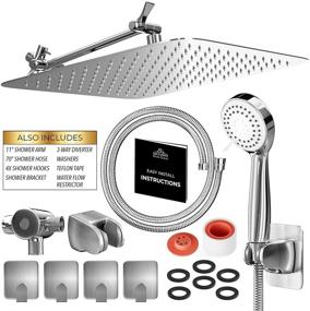 img 3 attached to Ultimate Shower Experience: High Pressure Rainfall Shower Head and Hand Held Combo with 70 Inch Hose and Adjustable Extender Arm - Easy Install, Anti Clog Jet Nozzles - Universal Fit for High/Low Water Flow