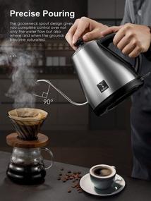 img 1 attached to ☕ Yabano Electric Gooseneck Kettle with Thermometer, Precision Pour Over Coffee Maker, 34oz/1.0L Capacity, Stainless Steel, Auto Shut-Off