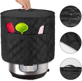 img 2 attached to 🔒 Protective Dust Cover for 8 Quart Instant Pot with Pockets - Black Quilted Fabric