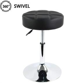 img 1 attached to 🪑 FURWOO Round Leather Shop Stool: Adjustable Height, Swivel, Thick Padded Cushion – Perfect for Office, Home, Bar, Manicure (Black)