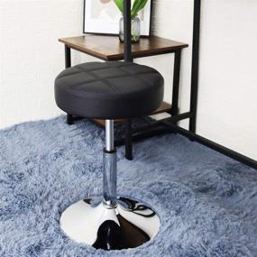 img 3 attached to 🪑 FURWOO Round Leather Shop Stool: Adjustable Height, Swivel, Thick Padded Cushion – Perfect for Office, Home, Bar, Manicure (Black)