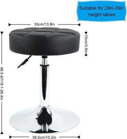 img 2 attached to 🪑 FURWOO Round Leather Shop Stool: Adjustable Height, Swivel, Thick Padded Cushion – Perfect for Office, Home, Bar, Manicure (Black)