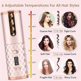 img 2 attached to Cordless Auto Hair Curler with LCD Timer and 6 Adjustable Temperature, Wireless Beach Waves Curling Iron for Fast Heating, Ceramic Barrel Styling Tools