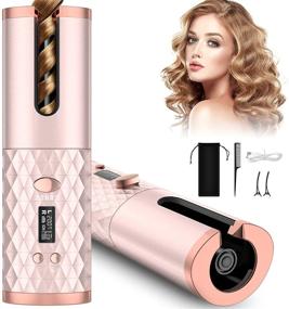 img 4 attached to Cordless Auto Hair Curler with LCD Timer and 6 Adjustable Temperature, Wireless Beach Waves Curling Iron for Fast Heating, Ceramic Barrel Styling Tools