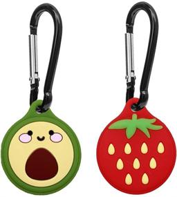 img 4 attached to 2-Pack Silicone AirTag Cases - Cute Funny Cartoon Covers for AirTags, Anti-Scratch Shockproof Lightweight Skin Protective Covers with Keychain - Compatible with AirTag 2021 (Avocado and Strawberry)