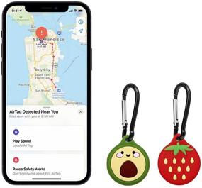 img 3 attached to 2-Pack Silicone AirTag Cases - Cute Funny Cartoon Covers for AirTags, Anti-Scratch Shockproof Lightweight Skin Protective Covers with Keychain - Compatible with AirTag 2021 (Avocado and Strawberry)