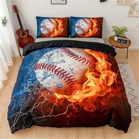 img 3 attached to Teen Boys Baseball Bedding Set - Homebed 3D Sports Duvet Cover Sets with Pillowcases, Twin Size, 2PCS, Includes 1 Duvet Cover and 1 Pillow Sham