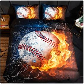 img 4 attached to Teen Boys Baseball Bedding Set - Homebed 3D Sports Duvet Cover Sets with Pillowcases, Twin Size, 2PCS, Includes 1 Duvet Cover and 1 Pillow Sham