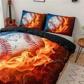 img 2 attached to Teen Boys Baseball Bedding Set - Homebed 3D Sports Duvet Cover Sets with Pillowcases, Twin Size, 2PCS, Includes 1 Duvet Cover and 1 Pillow Sham