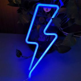 img 3 attached to Blue Orgrimmar LED Neon Sign Lightning Wall Light: Decorative Battery & USB-Powered Night Light for Home, Wedding, and Christmas Decoration