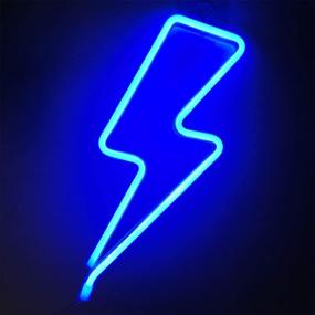 img 4 attached to Blue Orgrimmar LED Neon Sign Lightning Wall Light: Decorative Battery & USB-Powered Night Light for Home, Wedding, and Christmas Decoration