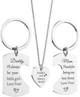 👨 phoenix angela daughter and father/mother keychain: a heart-stolen girl 2 set + daddy's girl mommy's world 3 piece pendant necklace + keyring key chain - perfect family jewels gift for kids logo