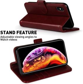 img 1 attached to 📱 Premium iPhone Xs MAX Wallet Case with Glass Screen Protector Included: Monasay Flip Folio Leather Cell Phone Cover with Credit Card Holder