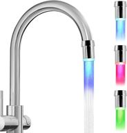 💦 gradient water stream color changing kitchen faucet head - 2-pack, 3-color led, temperature sensitive, upgrade, no electric needed - ideal for kitchen and bathroom sink lights logo