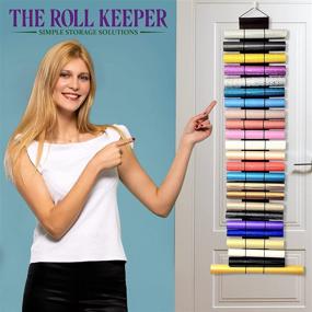 img 1 attached to 🔄 The Roll Keeper: Vinyl Roll Holder & Craft Room Organizer | Adjustable Rack for Diamond Painting Accessories | Closet, Door & Wall Mount | Holds 24 Rolls (Maroon)