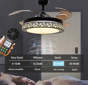 img 2 attached to Black LED Fandelier - Modern Ceiling Fan with Remote Control and 🕶️ Reversible Bladeless Design. Bedroom Chandelier Fan with Tunable White Light Kits Included, 36W