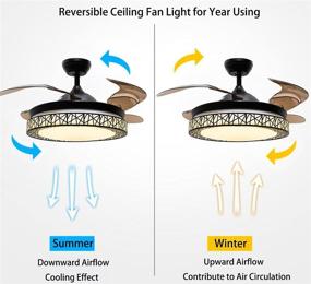 img 3 attached to Black LED Fandelier - Modern Ceiling Fan with Remote Control and 🕶️ Reversible Bladeless Design. Bedroom Chandelier Fan with Tunable White Light Kits Included, 36W