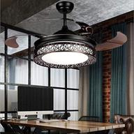 black led fandelier - modern ceiling fan with remote control and 🕶️ reversible bladeless design. bedroom chandelier fan with tunable white light kits included, 36w логотип