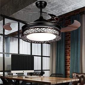 img 4 attached to Black LED Fandelier - Modern Ceiling Fan with Remote Control and 🕶️ Reversible Bladeless Design. Bedroom Chandelier Fan with Tunable White Light Kits Included, 36W