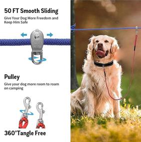 img 1 attached to Premium Dog Camping Gear: 360° Swivel, Tool-Free Installation, 50 ft Portable Trolley System, 10 ft Run Cable, 200 LB Capacity - Ideal for Outdoor Adventures